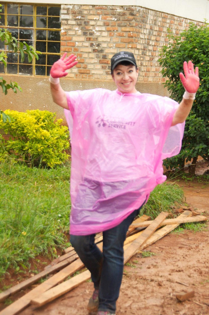 sporting my pink rain poncho in Karenge 