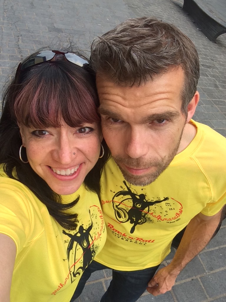 Selfie with our finishers shirts (not yet earned of course)